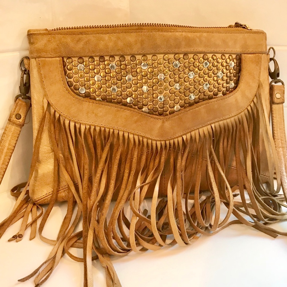 Studded Brown Leather Cleobella Purse/Crossbody